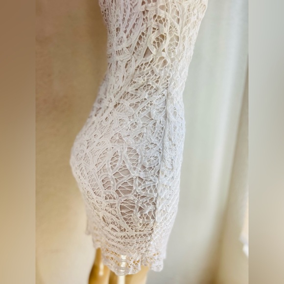 INC women’s dress size 2  white, layered dress with crochet on the top layer. - Picture 6 of 16